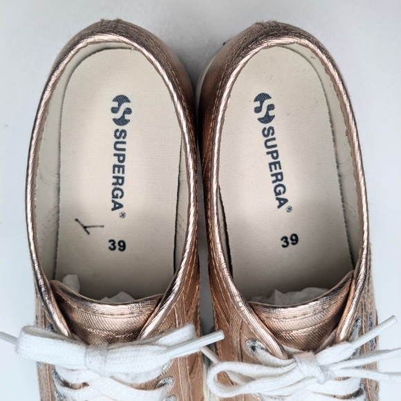 Superga Sneakers Platform Rose Gold Metallic Women's Size 8 - Picture 5 of 10